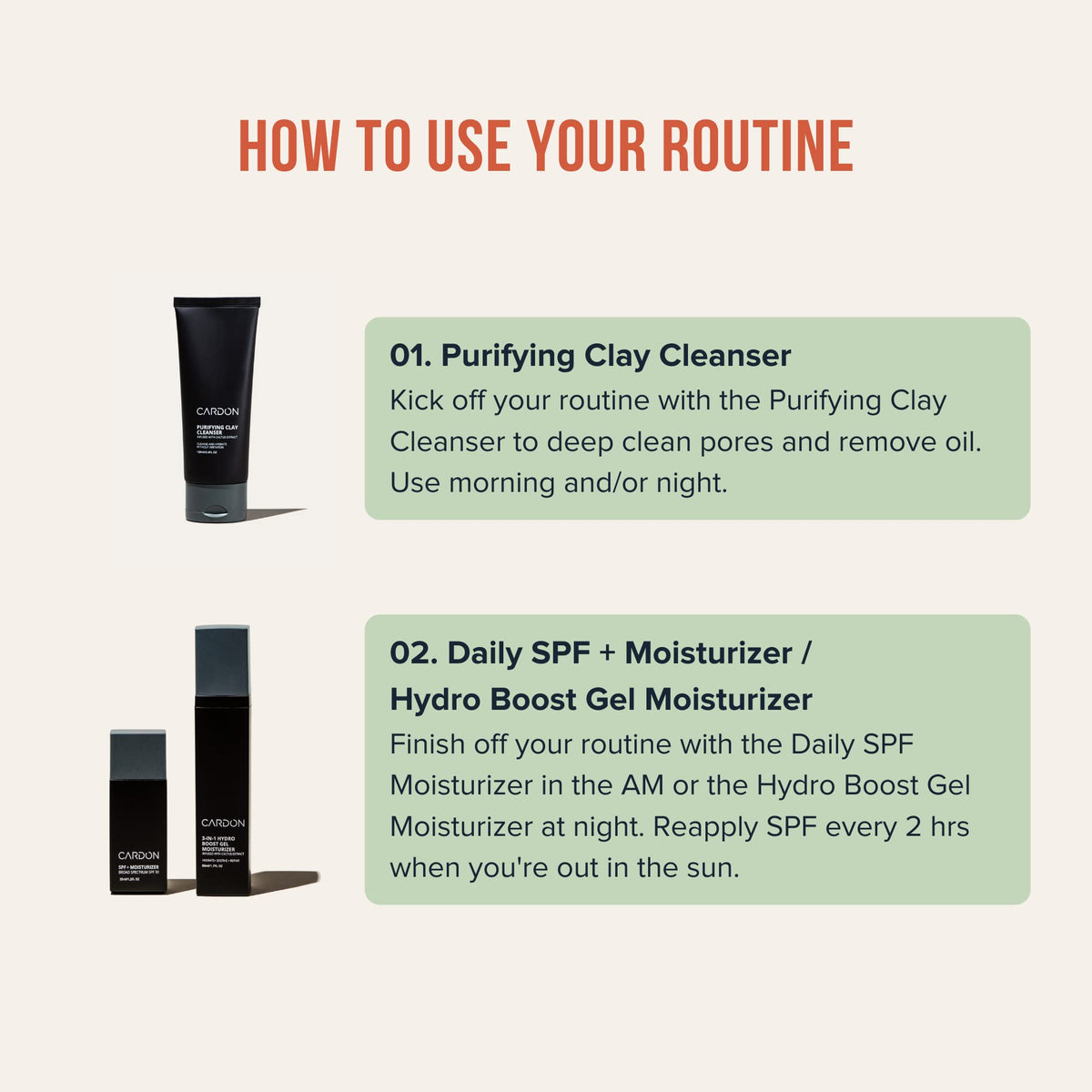 Man applying Cardon routine in daily skincare for balanced skin