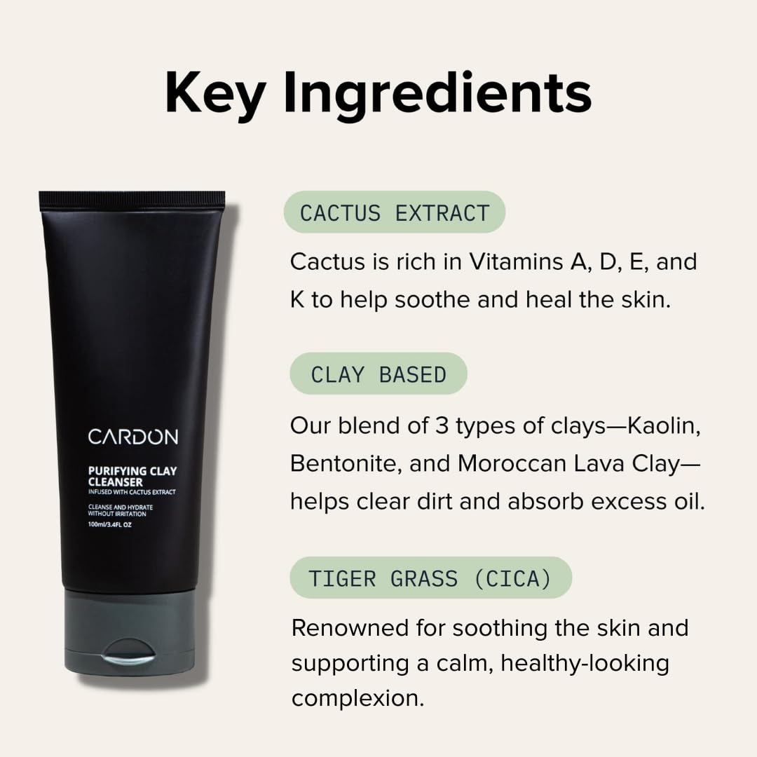 Cardon men's clay texture close-up featuring kaolin and bentonite minerals