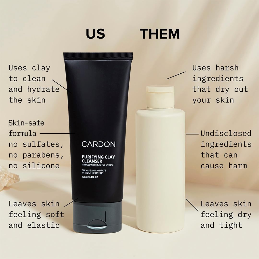 Cardon men's face wash being applied to skin for daily use