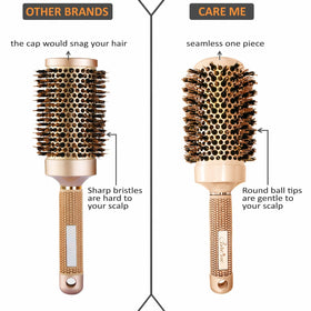 Ions-infused bristles on Care Me brush reduce frizz and boost shine.