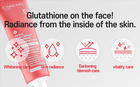 CARE:NEL Whitening Cream box packaging highlights key ingredients and dermatologist-tested reassurance.