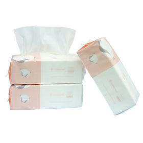 Careboree extra thick cotton tissue 3-pack, front view for on-the-go use.