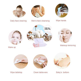 Careboree makeup removal wipe use showing gentle cotton surface.