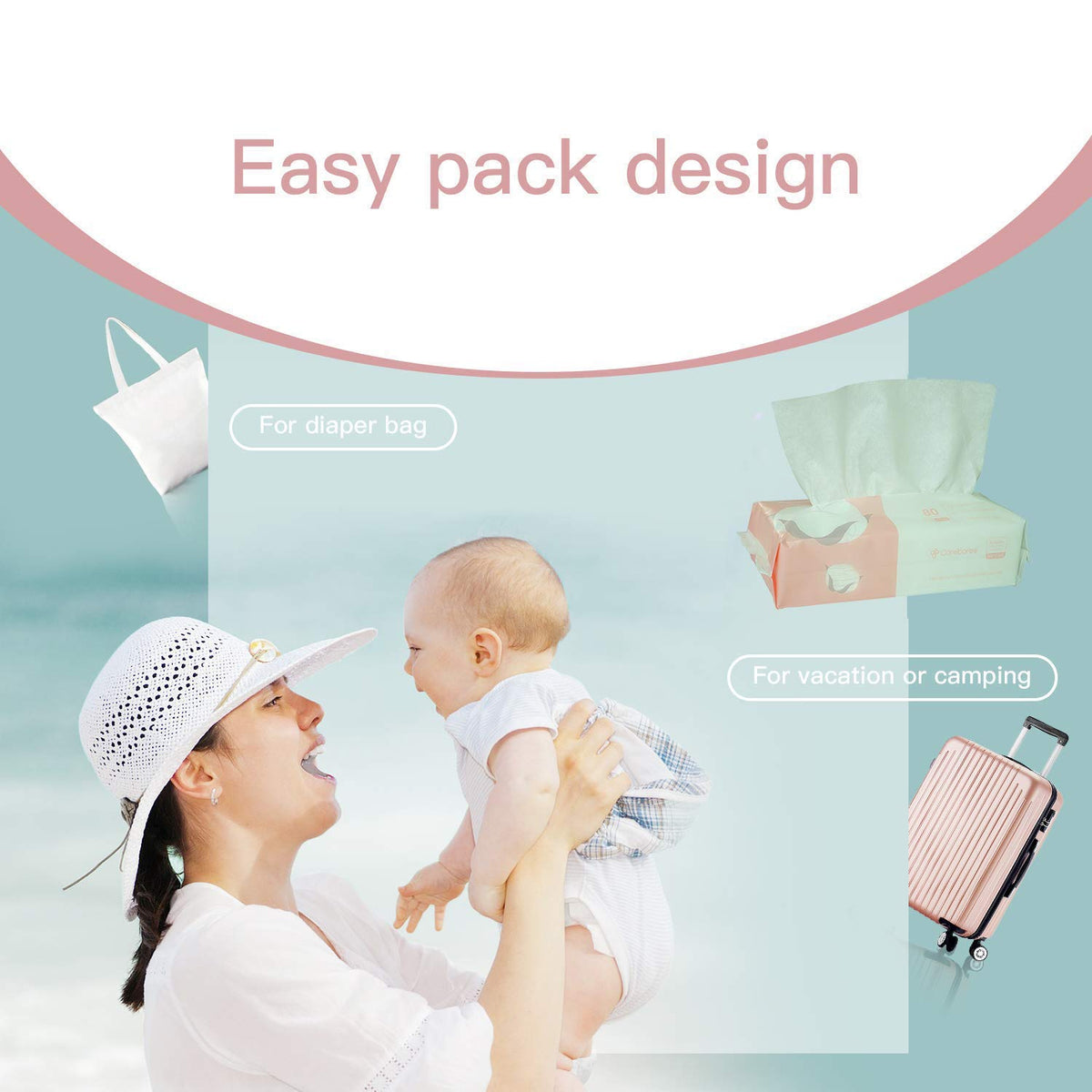Careboree multi-purpose tissue usable dry or wet for various tasks.
