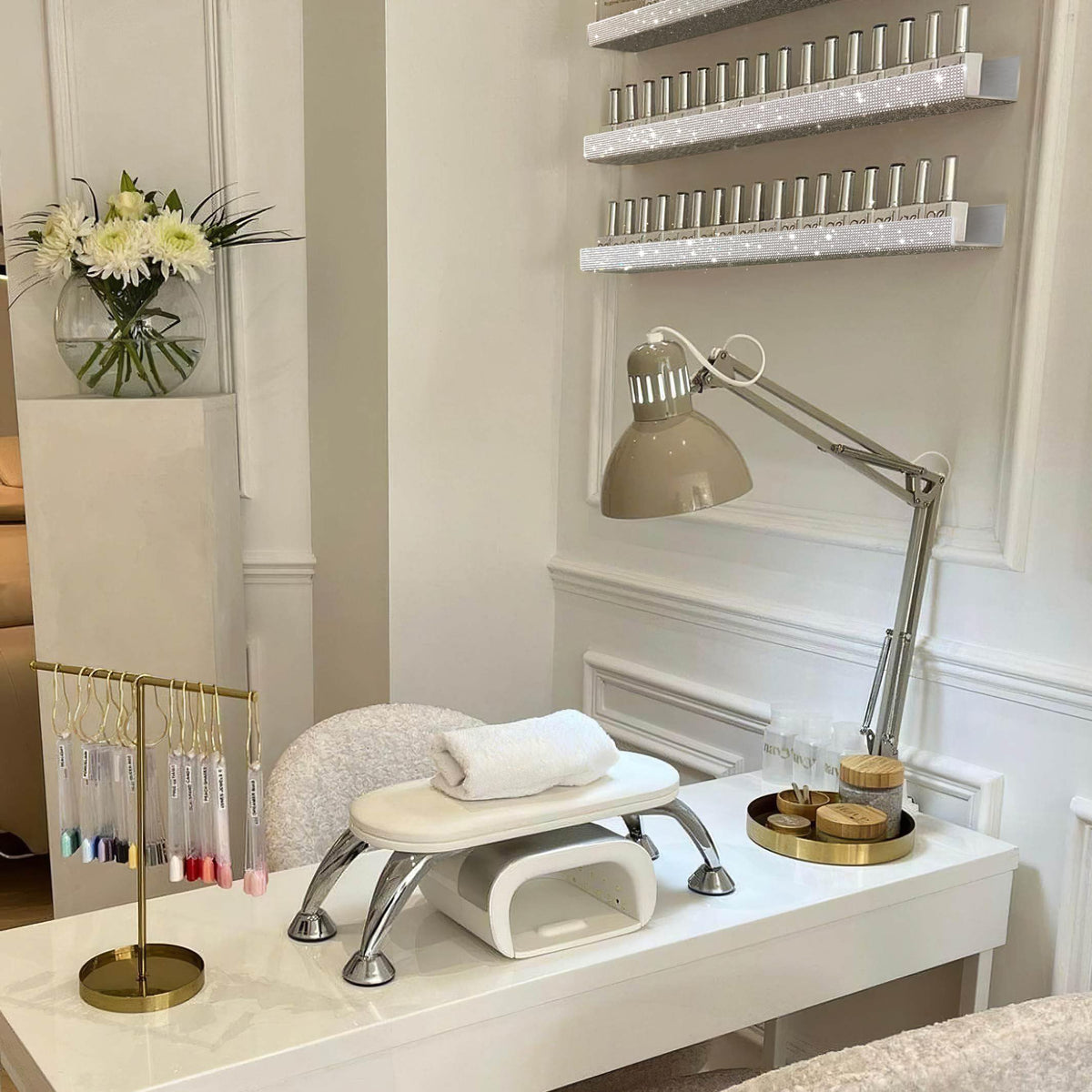 Care&More YJ space-saving wall shelf adds modern style to your vanity.