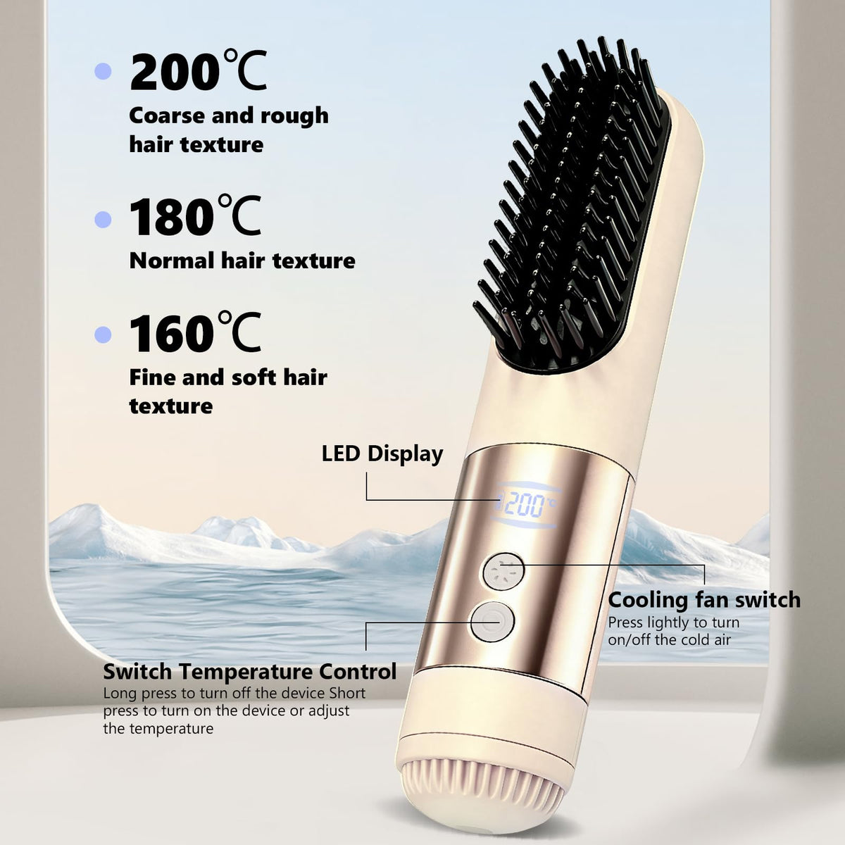 CARER Go Brush Pro 2026 three-temperature settings for styling across hair types.