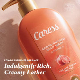 Caress dermatologist-tested badge communicates skin-friendly formulation for sensitive skin care.
