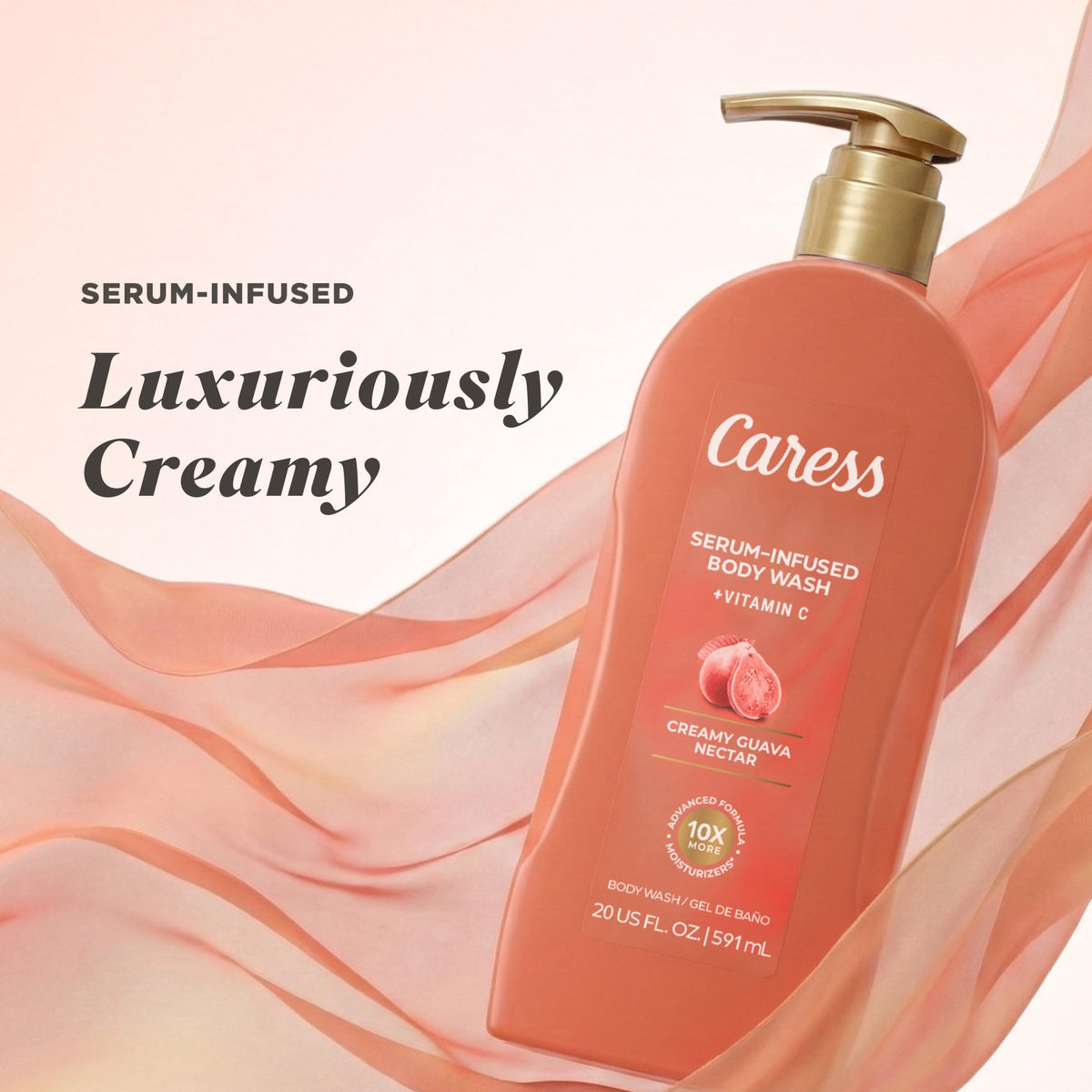 Caress everyday-luxury concept shot suggests a spa-like shower experience at home.