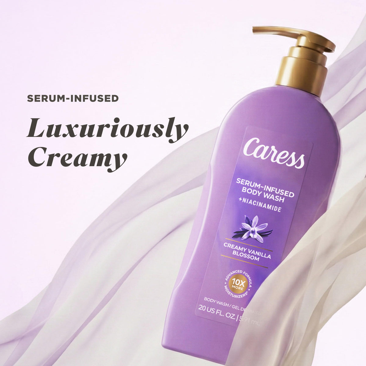 Caress four-pack display box front showing bundle option.