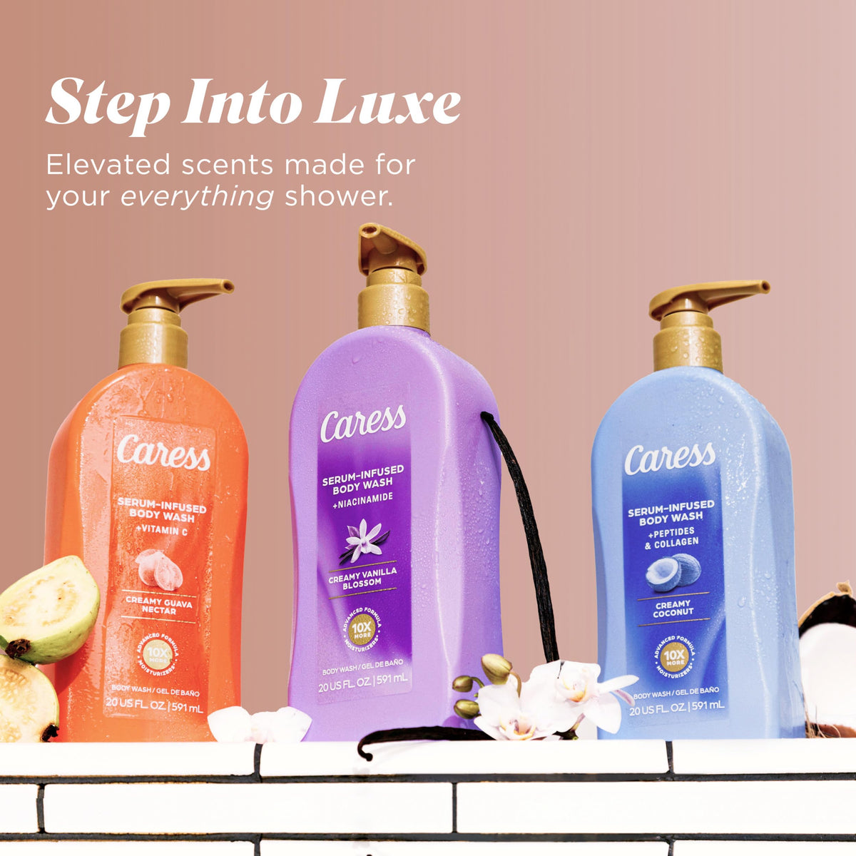 Caress ph-balanced label signals gentle cleansing suitable for daily use.