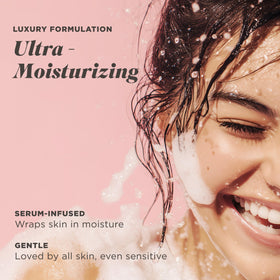 Caress creamy-lather visible in rich foam during a shower.