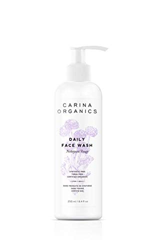 Carina Organics Unscented Face Wash bottle, fragrance-free cleanser for sensitive skin