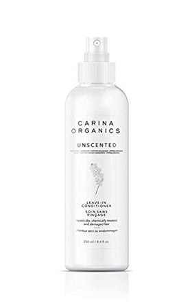 Carina Organics Unscented Leave-In Conditioner being applied to damp hair for detangling
