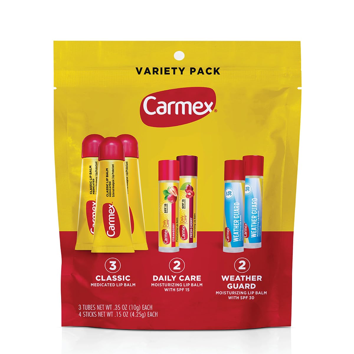 Carmex Classic tube lip balm delivers soothing moisture with a cooling feel.