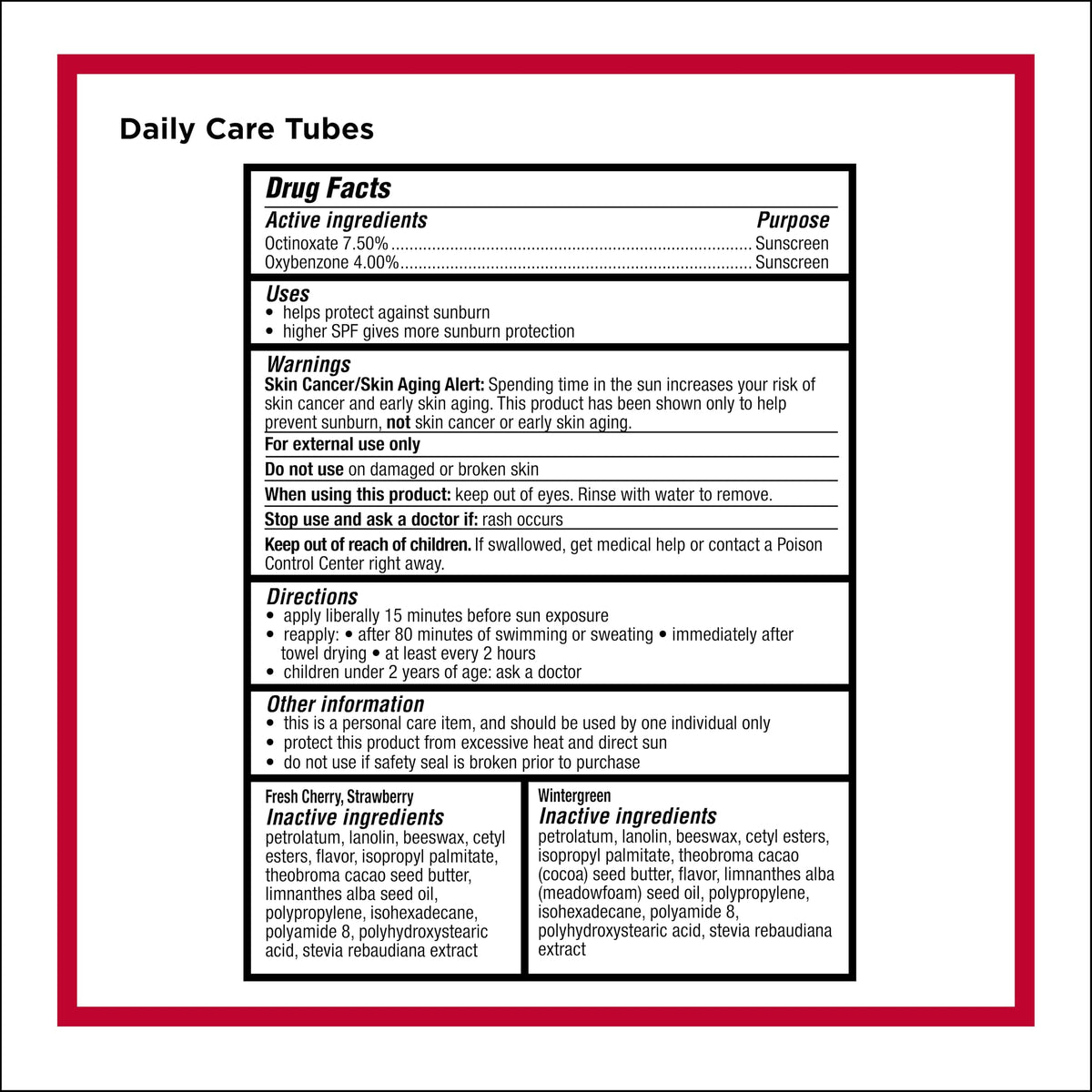 Carmex Daily Care variety pack front view highlights flavors and packaging