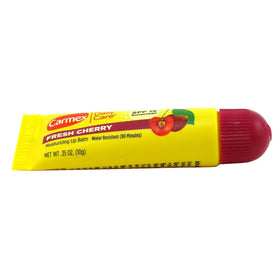 Carmex Fresh Cherry SPF15 lip-balm-tube for sunny day lip care.