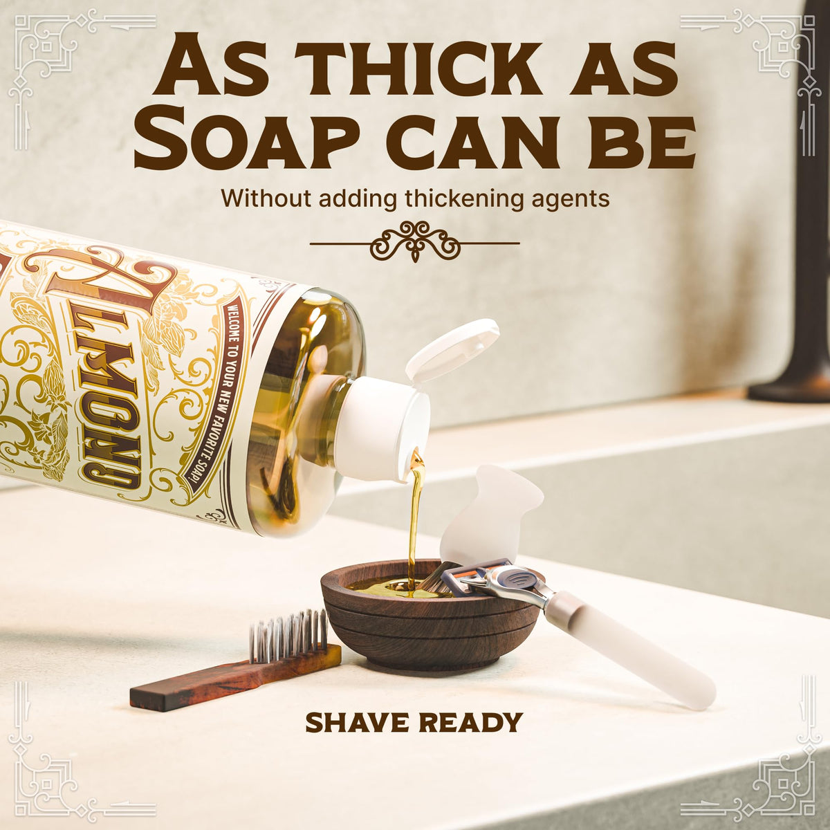 Carolina Castile Soap Almond cocoa butter symbol emphasizes nourishing, gentle cleansing.