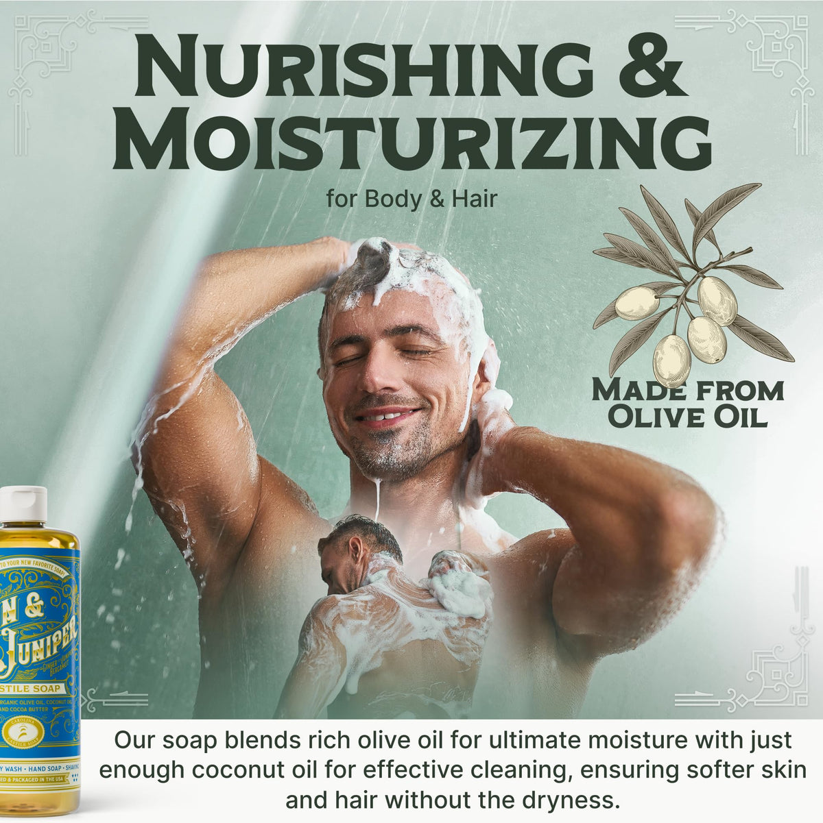 Fair Trade cocoa butter and kukui oil enhance skin comfort.