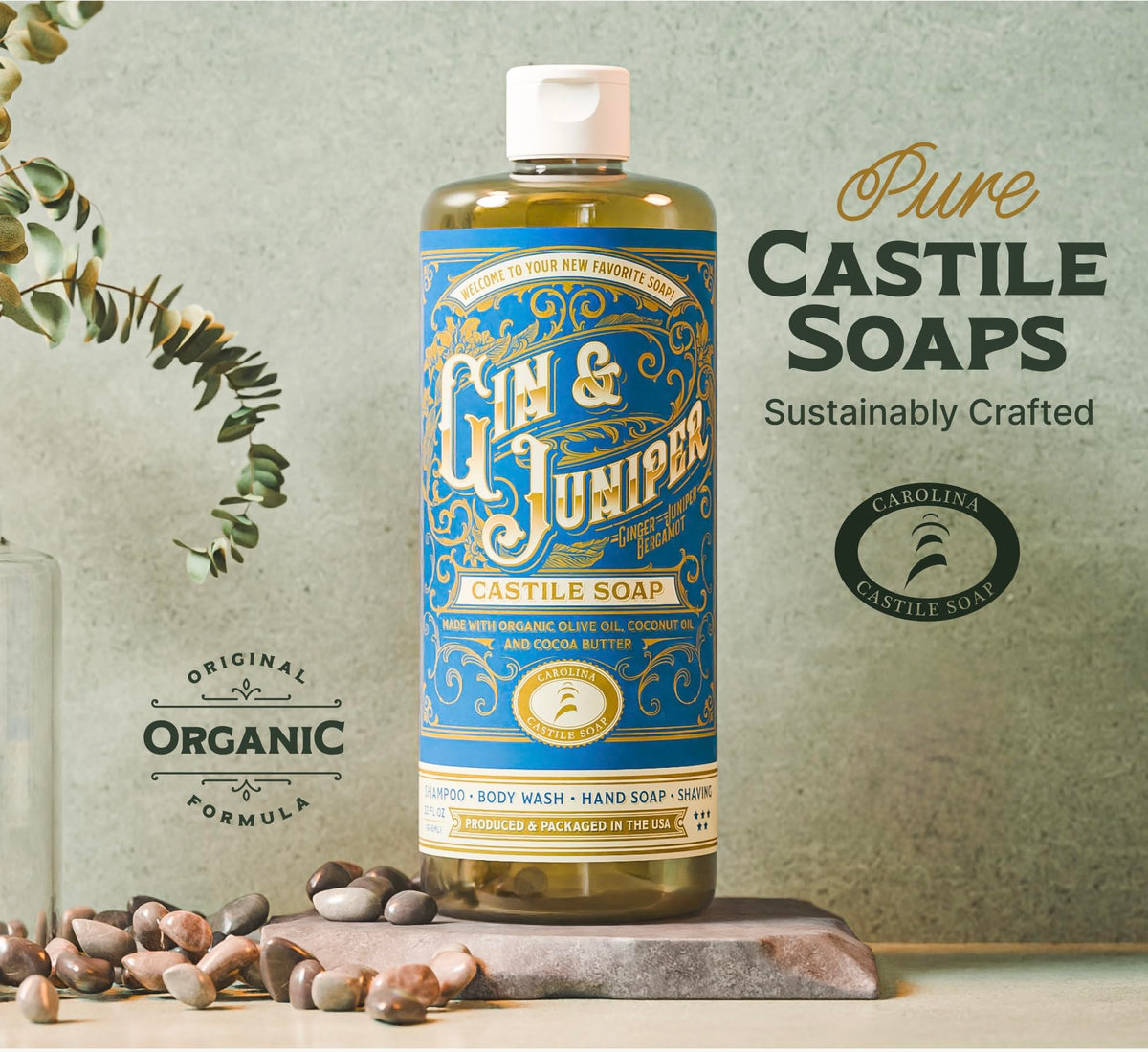 Gin & Juniper aroma blends bergamot and juniper for a spa-like cleanse.