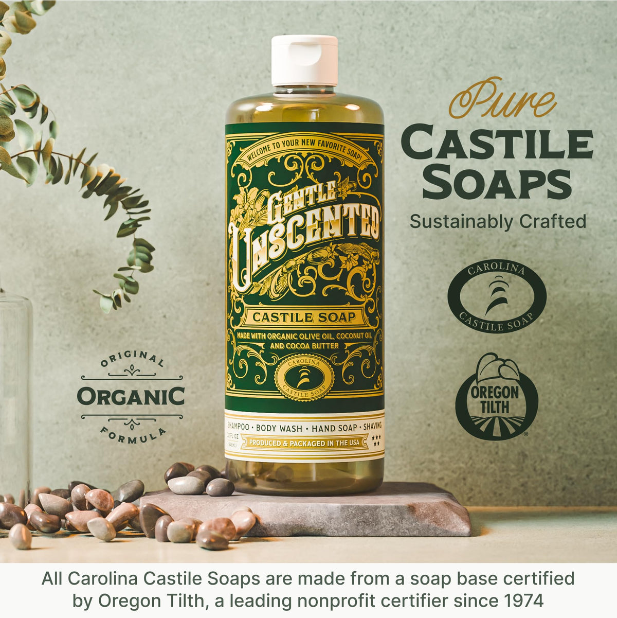 Carolina Castile Soap made-in-USA label emphasizes domestic manufacturing