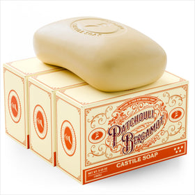 Carolina Castile Soap Patchouli Bergamot Bar offers a warm earthy aroma for daily cleansing.