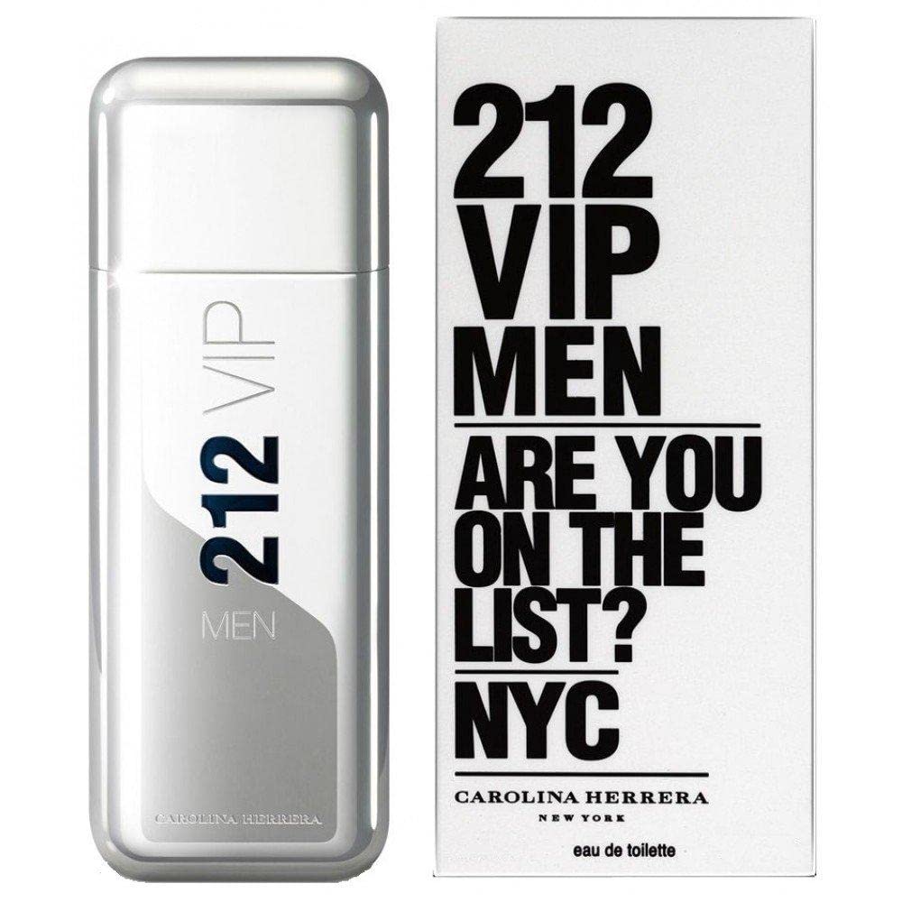 Carolina Herrera 212 VIP Men NYC bottle closeup, ideal for urban evening wear.