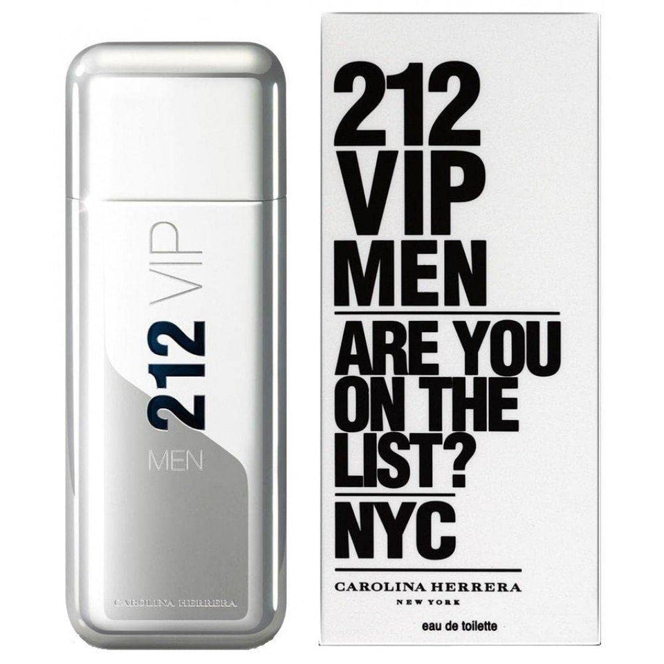Carolina Herrera 212 VIP Men NYC bottle closeup, ideal for urban evening wear.