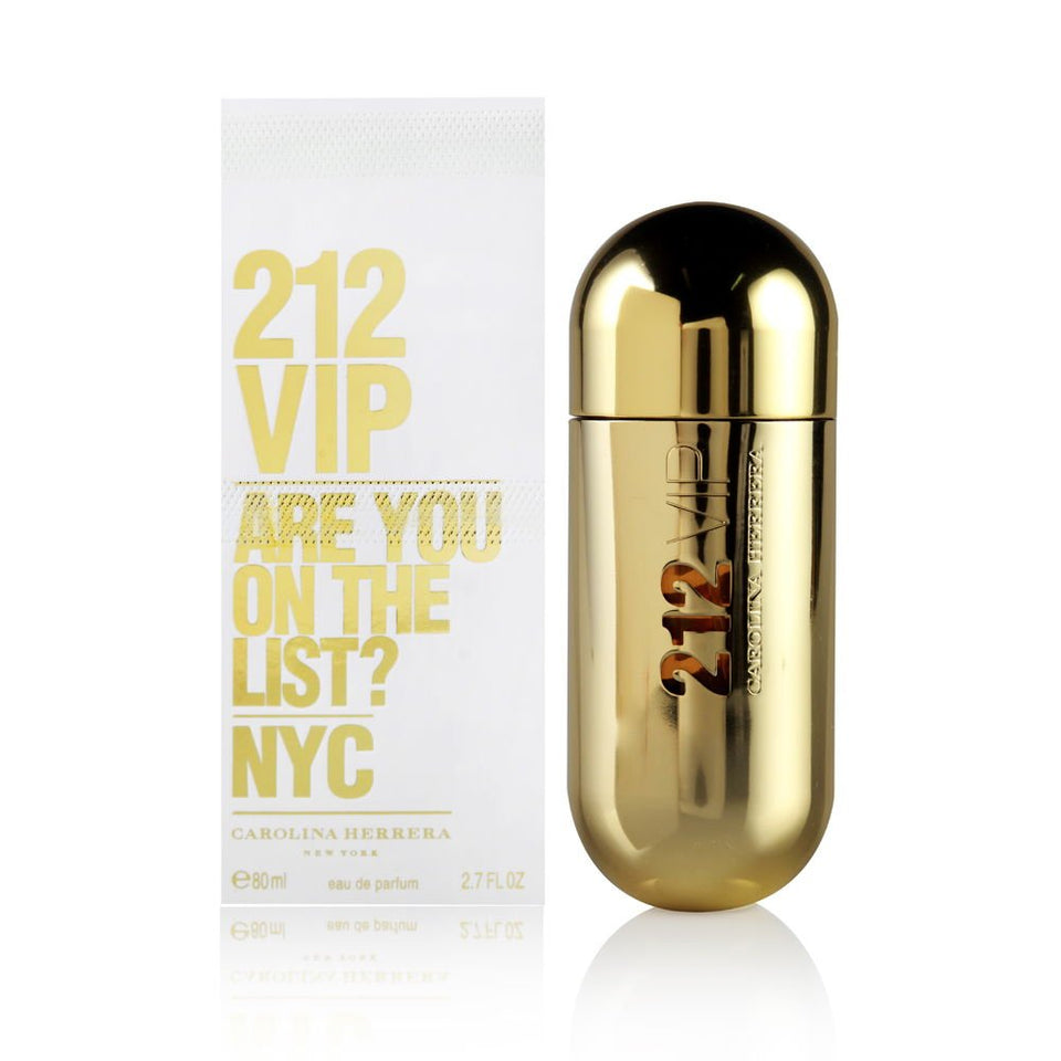 Carolina Herrera 212 VIP perfume bottle, bold, modern scent for confident evenings.