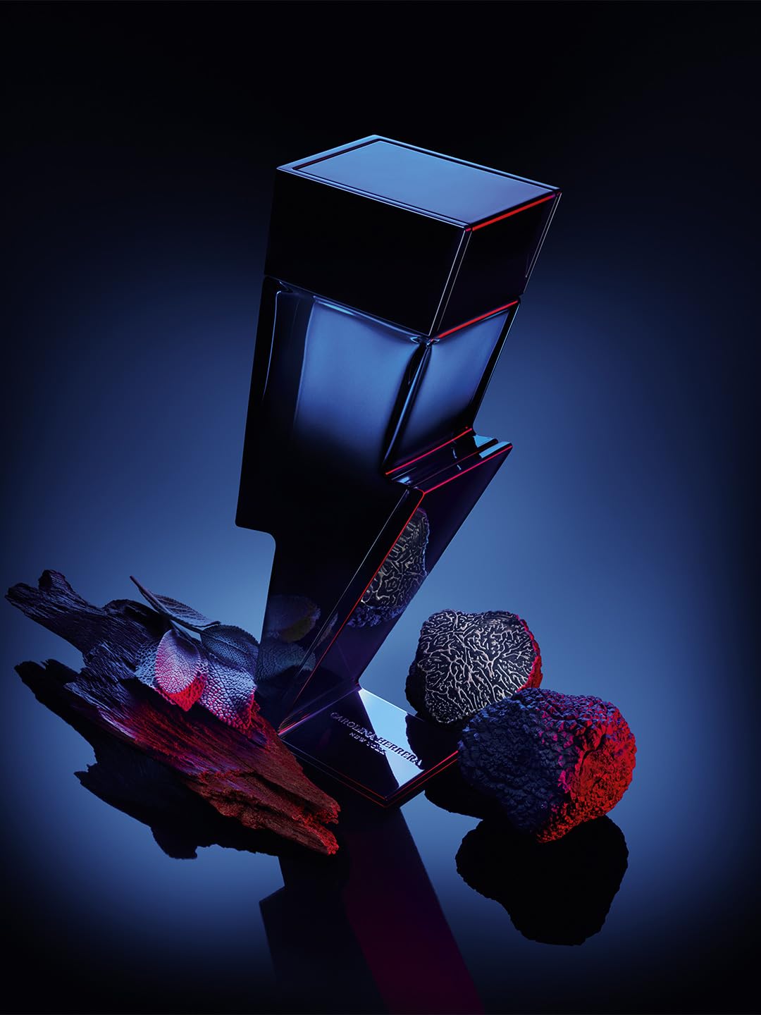Carolina Herrera Bad Boy Cobalt Elixir label close-up with brand and notes