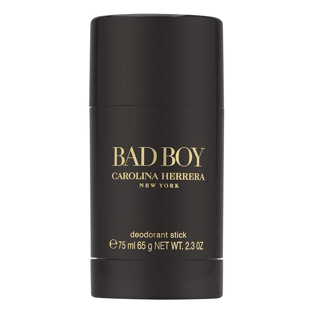Carolina Herrera Bad Boy deodorant stick packshot for long lasting freshness and subtle fragrance.