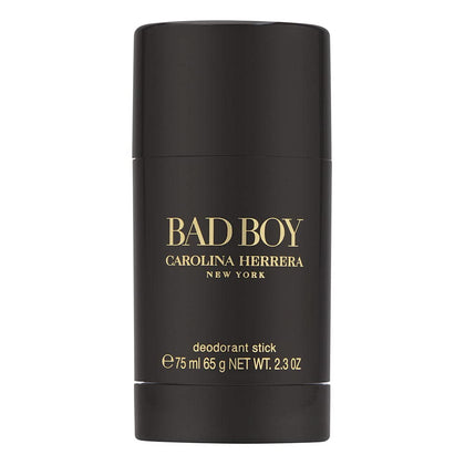 Carolina Herrera Bad Boy deodorant stick packshot for long lasting freshness and subtle fragrance.