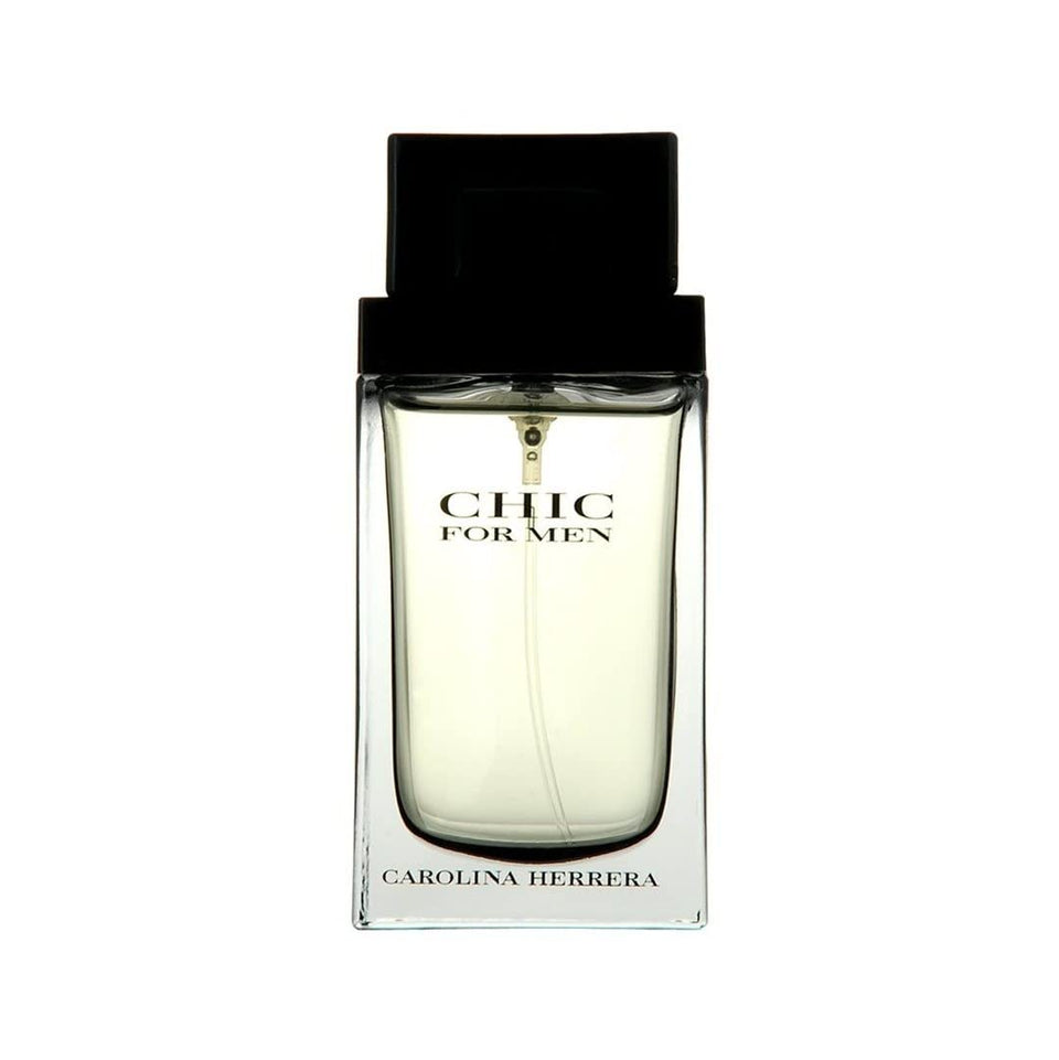 Carolina Herrera Chic for Men EDT spray close-up, ideal for confident daytime wear.