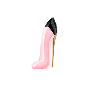 Carolina Herrera Good Girl Blush bottle closeup, showcasing chic design for evening wear.