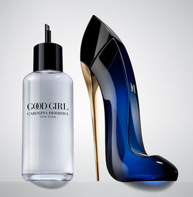 Carolina Herrera Good Girl bottle back view highlights luxury design