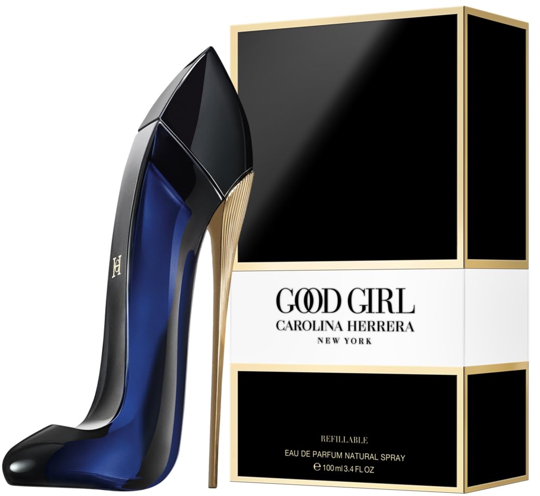 Carolina Herrera Good Girl bottle front view shows an elegant silhouette