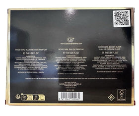 Carolina Herrera Good Girl Gift Set back view showing three mini bottles.