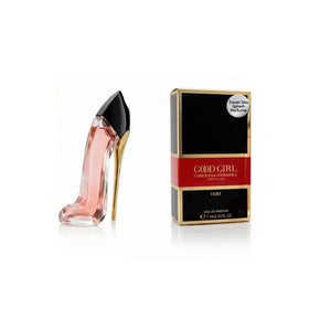 Very Good Girl bottle close-up by Carolina Herrera with bold red hue for everyday elegance.
