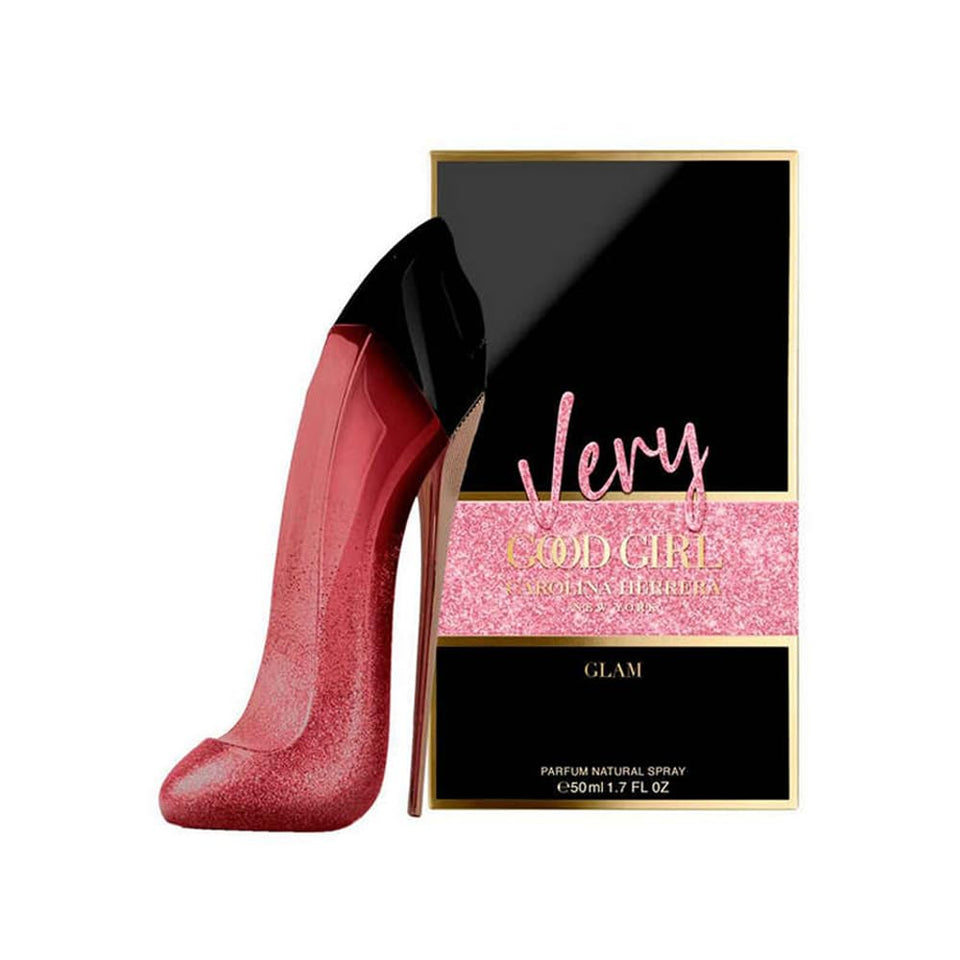Carolina Herrera Very Good Girl Glam bottle, bold and fruity-floral for day-to-night wear.