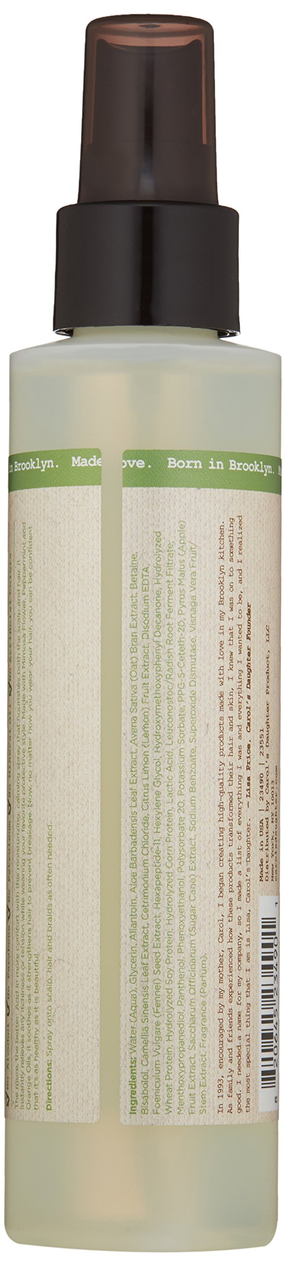 Carol's Daughter Black Vanilla Hair Sheen spray provides quick hydration for protective styles like twists.