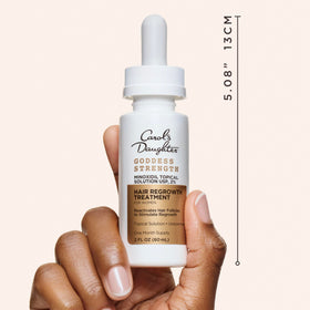 Side view of Goddess Strength bottle showing dropper and label.