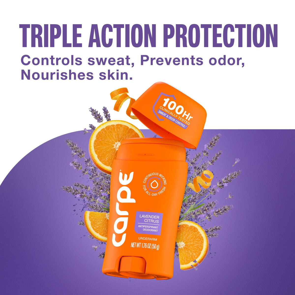 Carpe label shows clinical-strength protection and fragrance notes