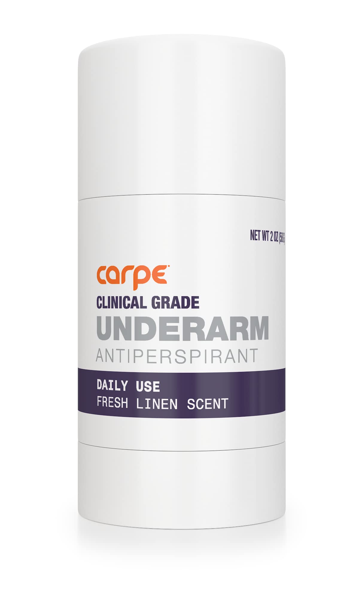 Carpe Clinical Strength deodorant packaging with fresh linen scent