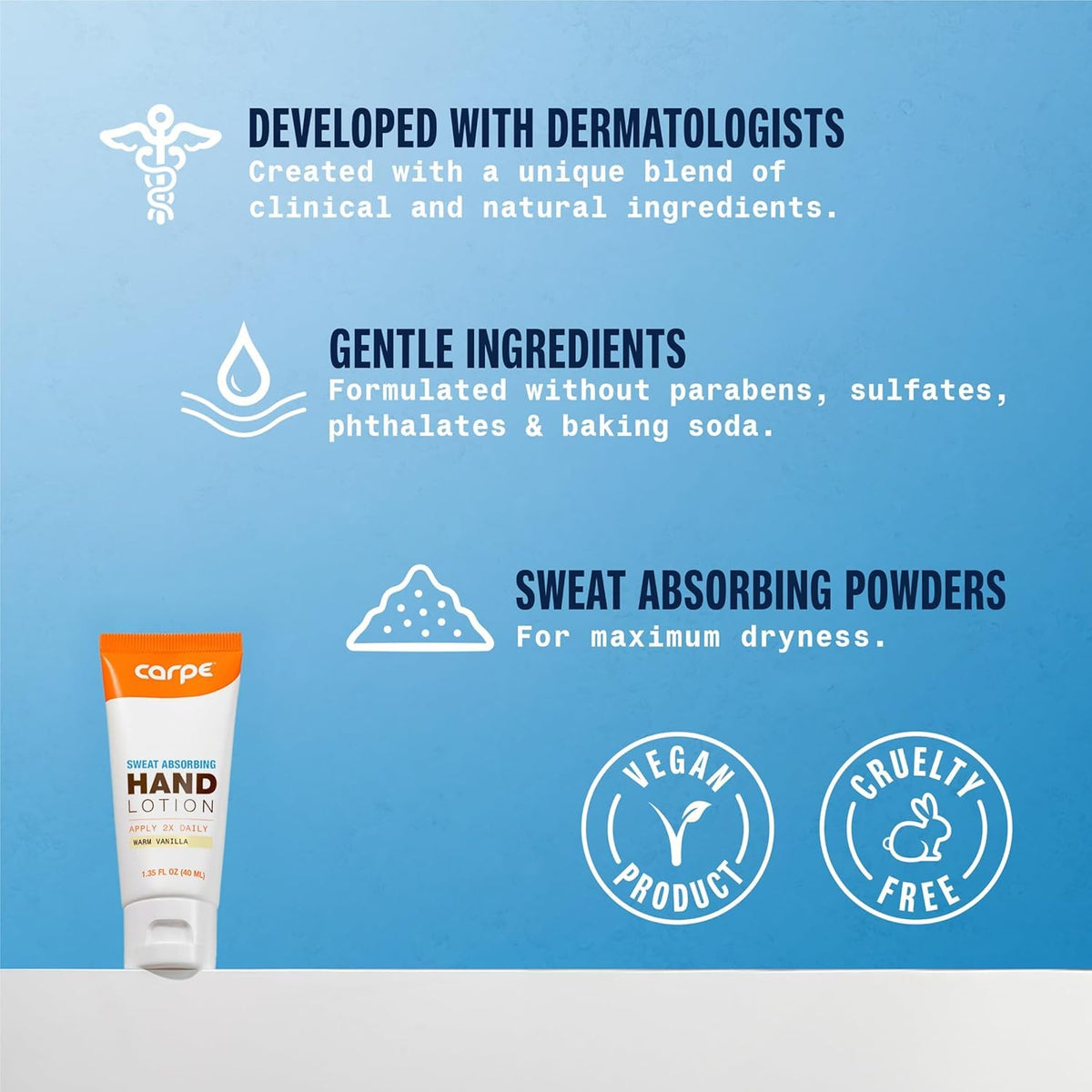 Carpe Hand Lotion Night Use demonstrates smooth, non greasy feel before bedtime.