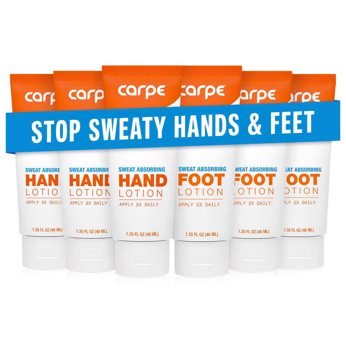 Carpe hand sweat-absorbing lotion tube for daily grip confidence
