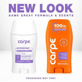 Carpe Lavender Citrus deodorant being applied for smooth, quick daily use