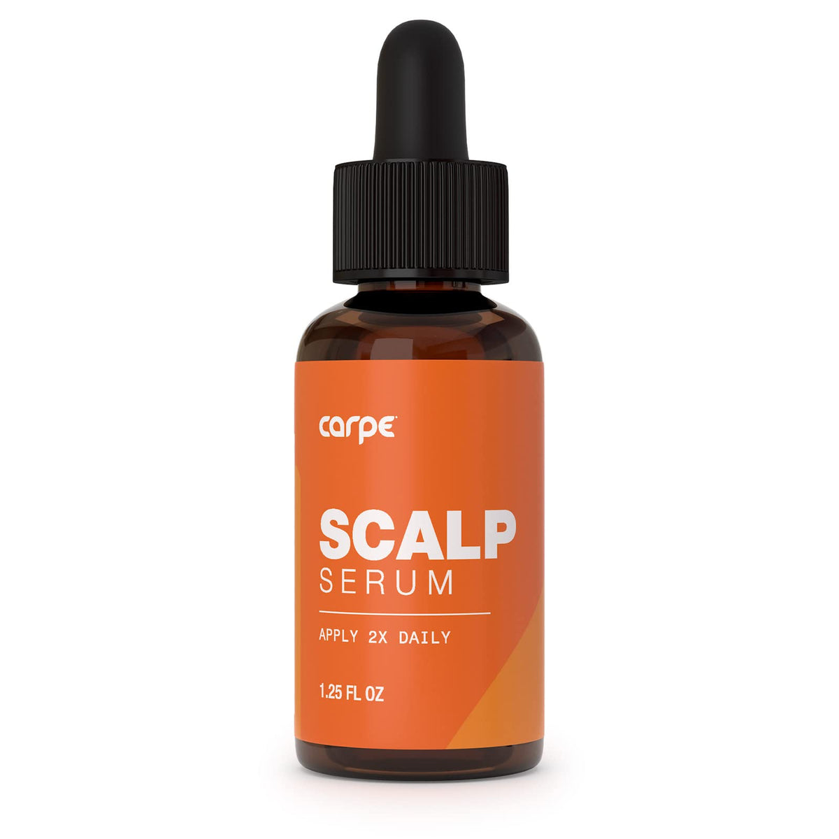 Carpe Serum bottle on white background for sweaty scalp balance and refreshment