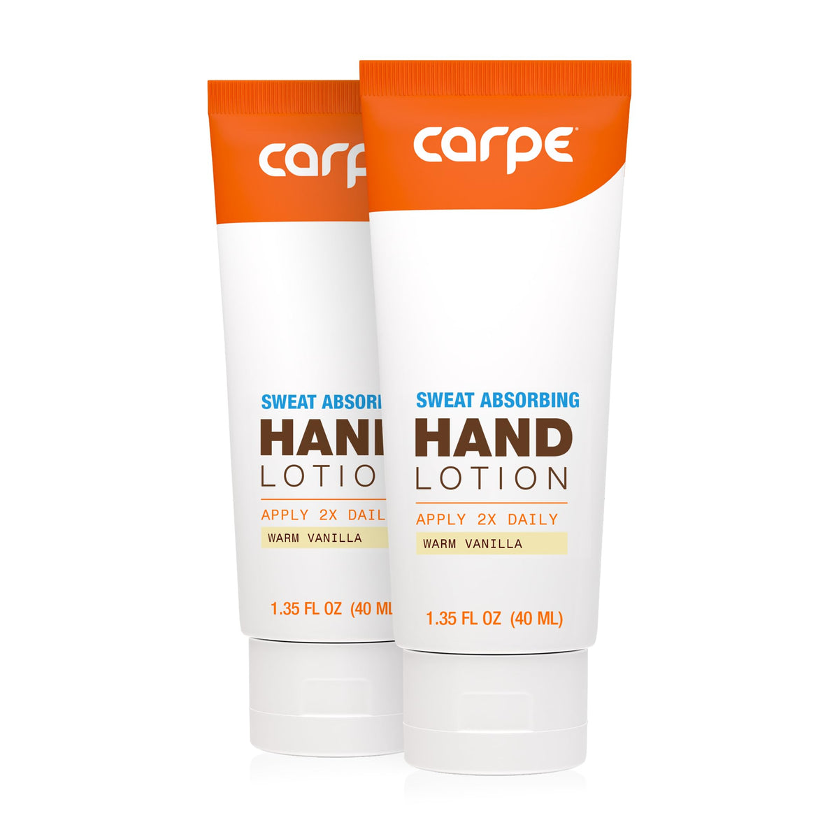Carpe Sweat Absorbing Hand Lotion pack-2 shown on a clean surface for daily use.