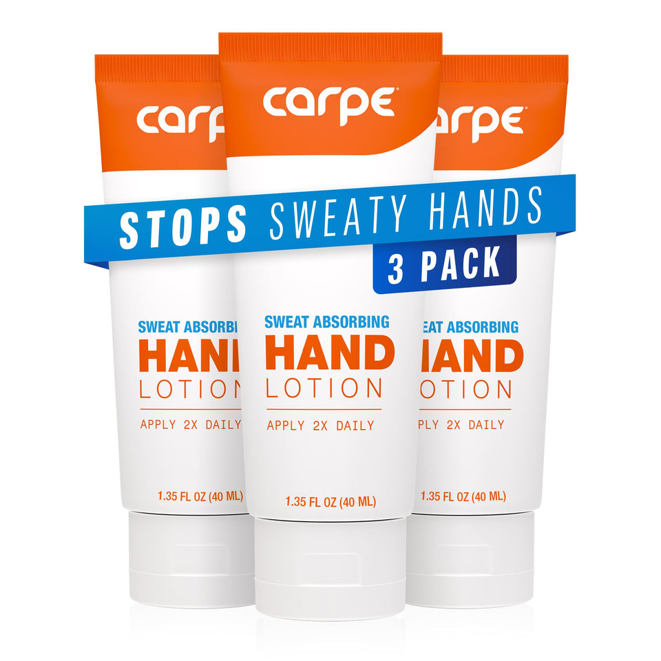 Carpe Sweat Absorbing Hand Lotion pack of three for convenient daily use