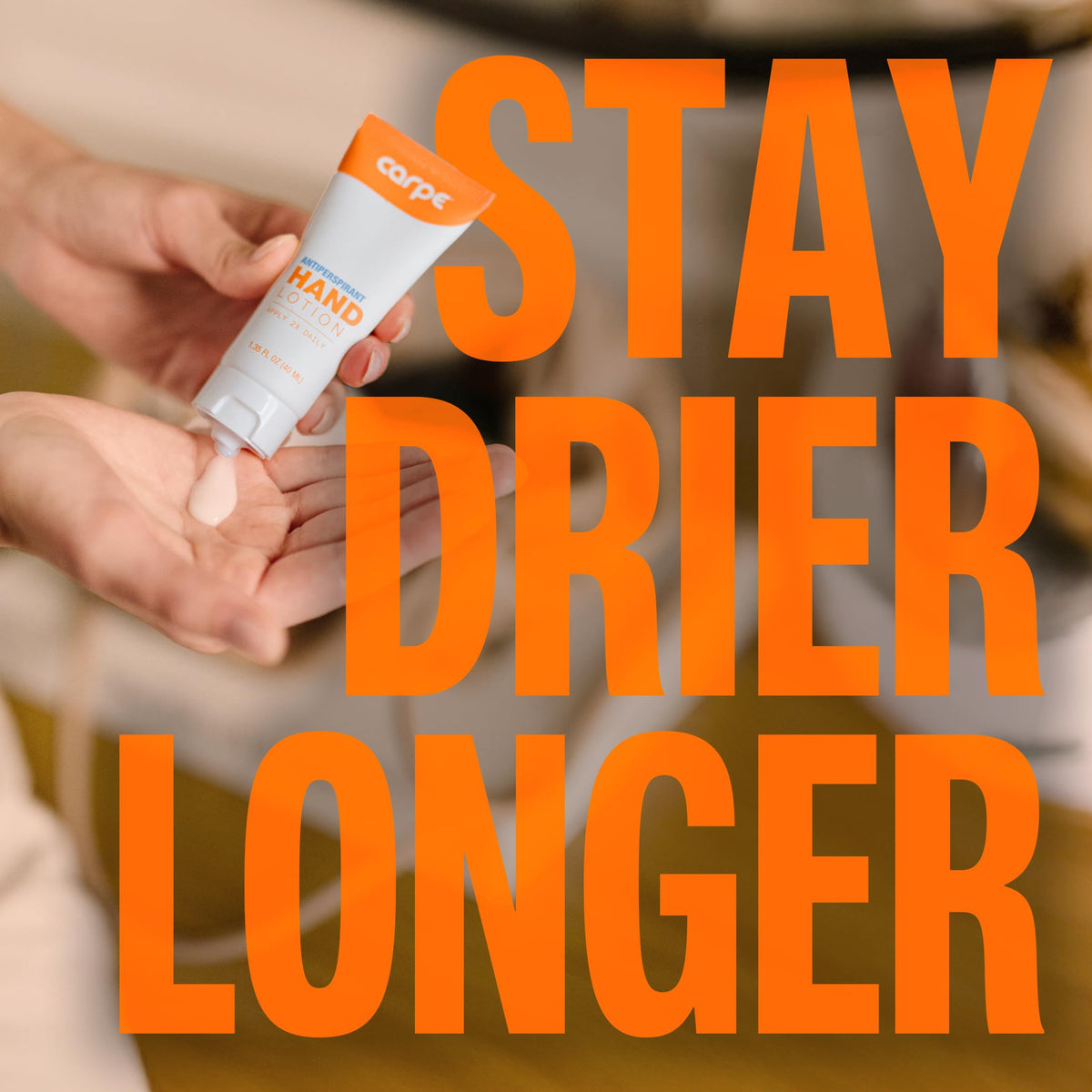 Travel-friendly Carpe lotion tube fits into a bag