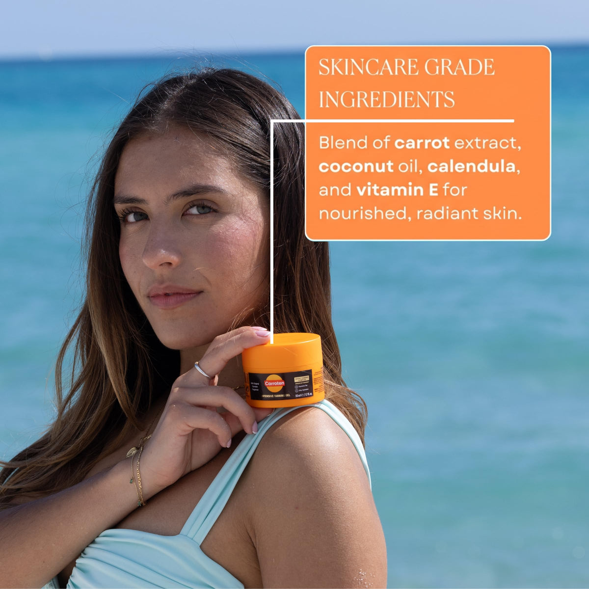 Carroten travel-size packaging perfect for on-the-go tanning routines